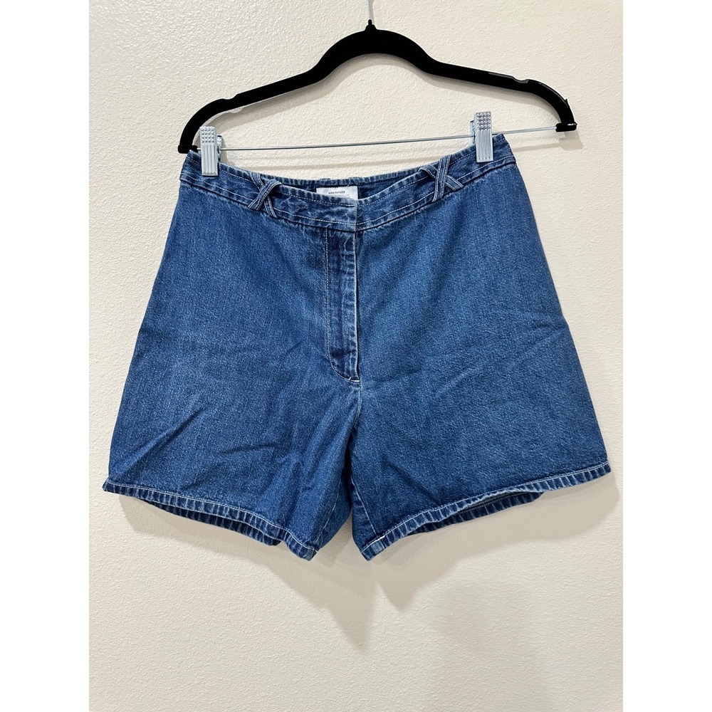 Vintage Ann Taylor LOFT Denim Shorts Blue High Waisted Criss Cross Belt Loops 6